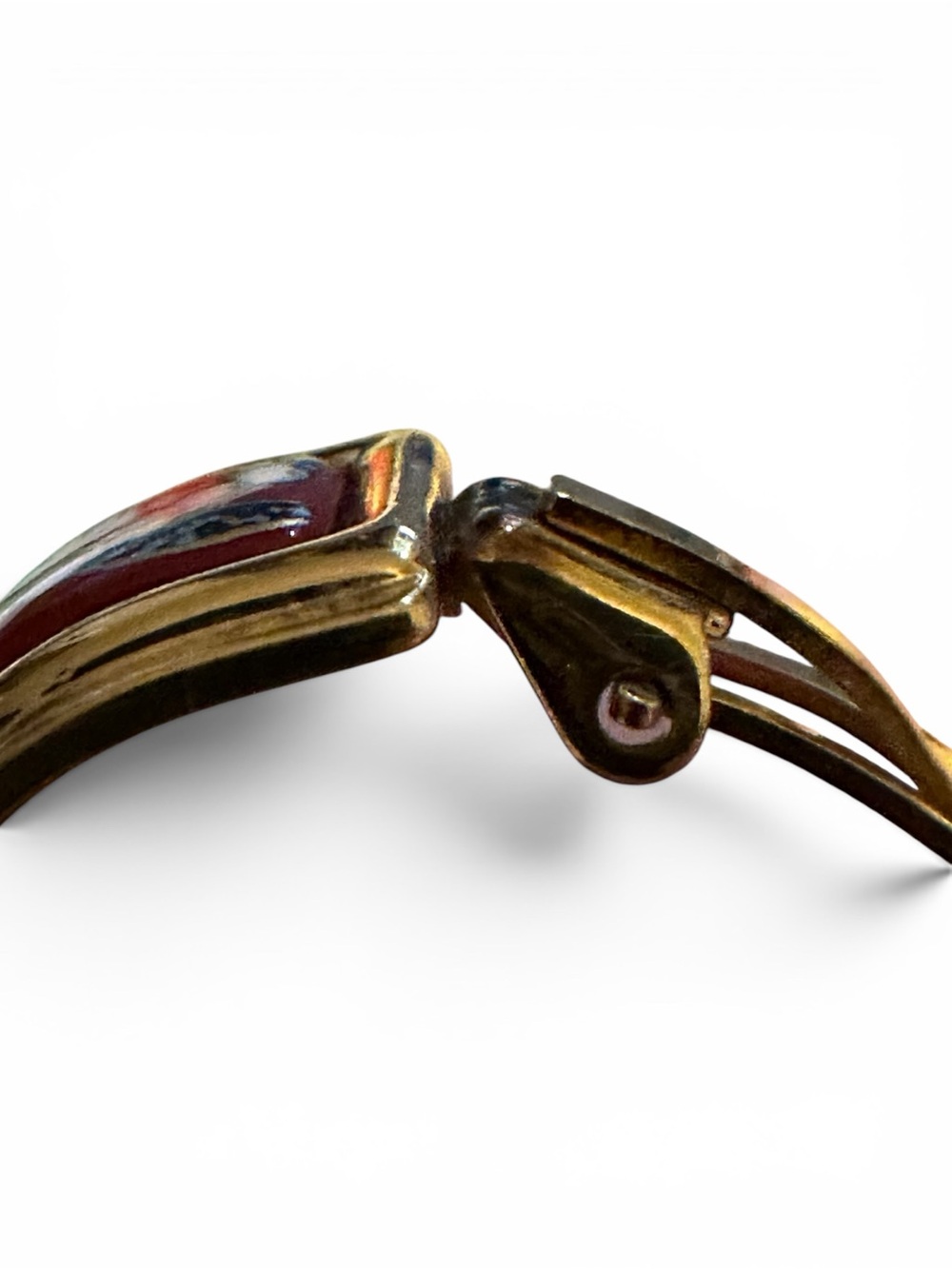Hermès Vintage Cloisonné Enamel Clip Earrings Red Gold Plated | COA | Box - Picture 7 of 8
